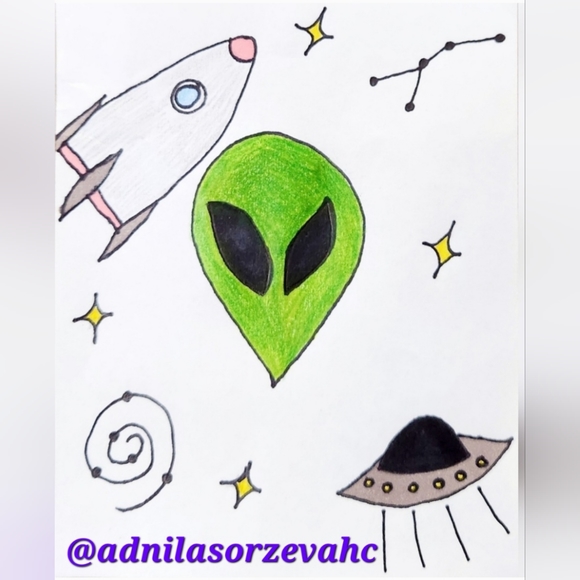 Custom Order @adnilasorzevahc Alien Doodle Business Thank You Cards 50pk - Picture 3 of 11